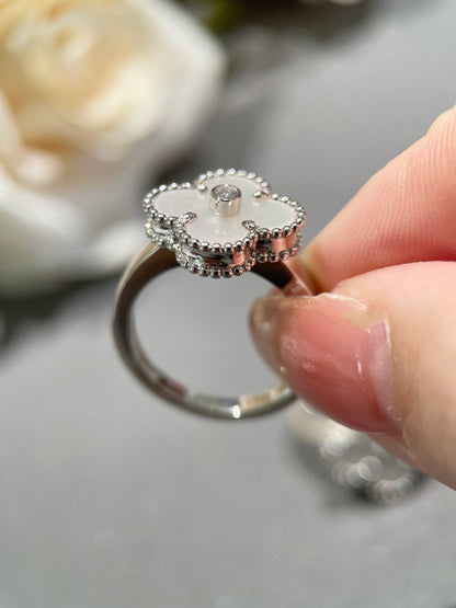 [⭐Haelin Jewelry]CLOVER SILVER MOP DIAMOND RING