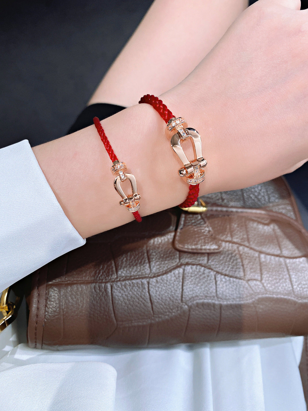 [⭐Haelin Jewelry]FORCE 10 HALF DIAMOND PINK GOLD RED CORDERI LARGE AND MEDIUM MODEL