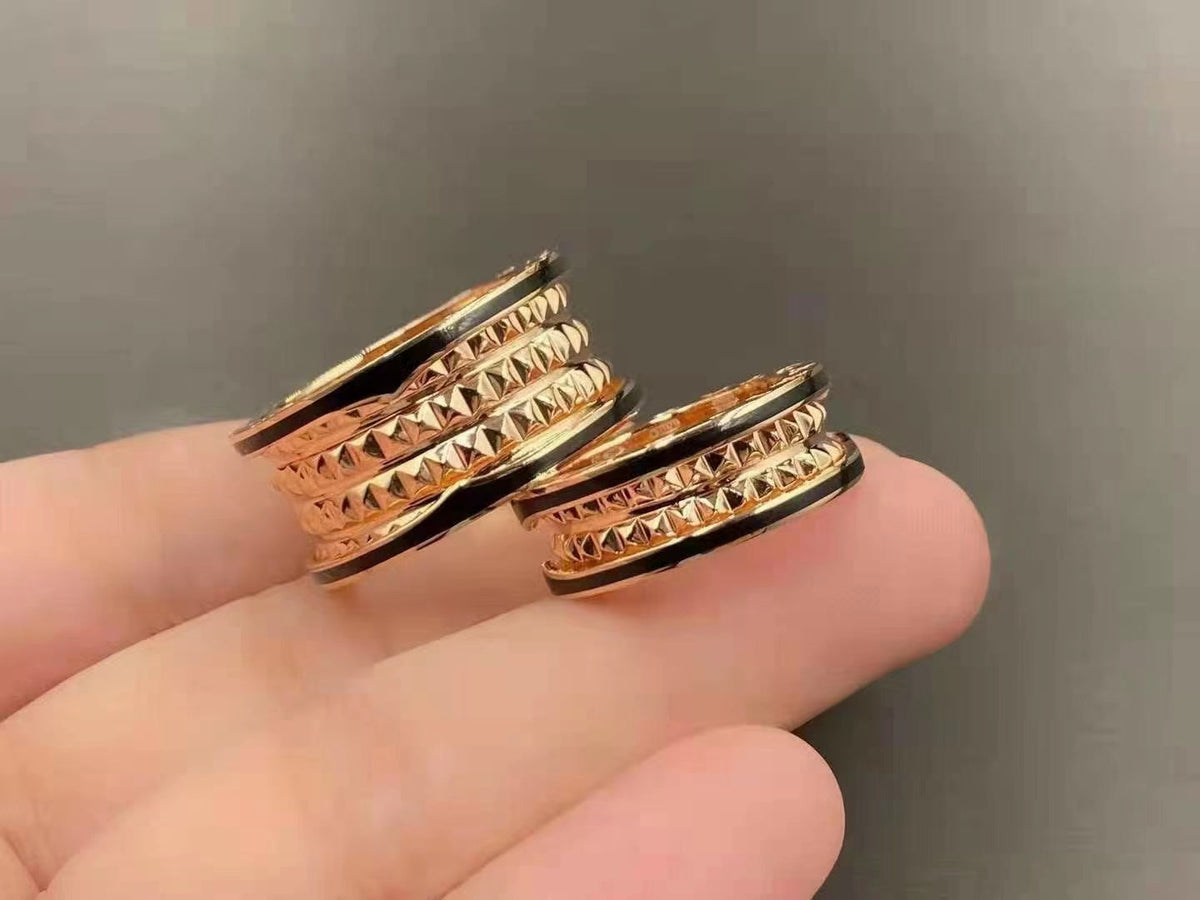 [⭐Haelin Jewelry]ZERO 1 ROCK BLACK CERAMIC PINK GOLD LARGE MODEL