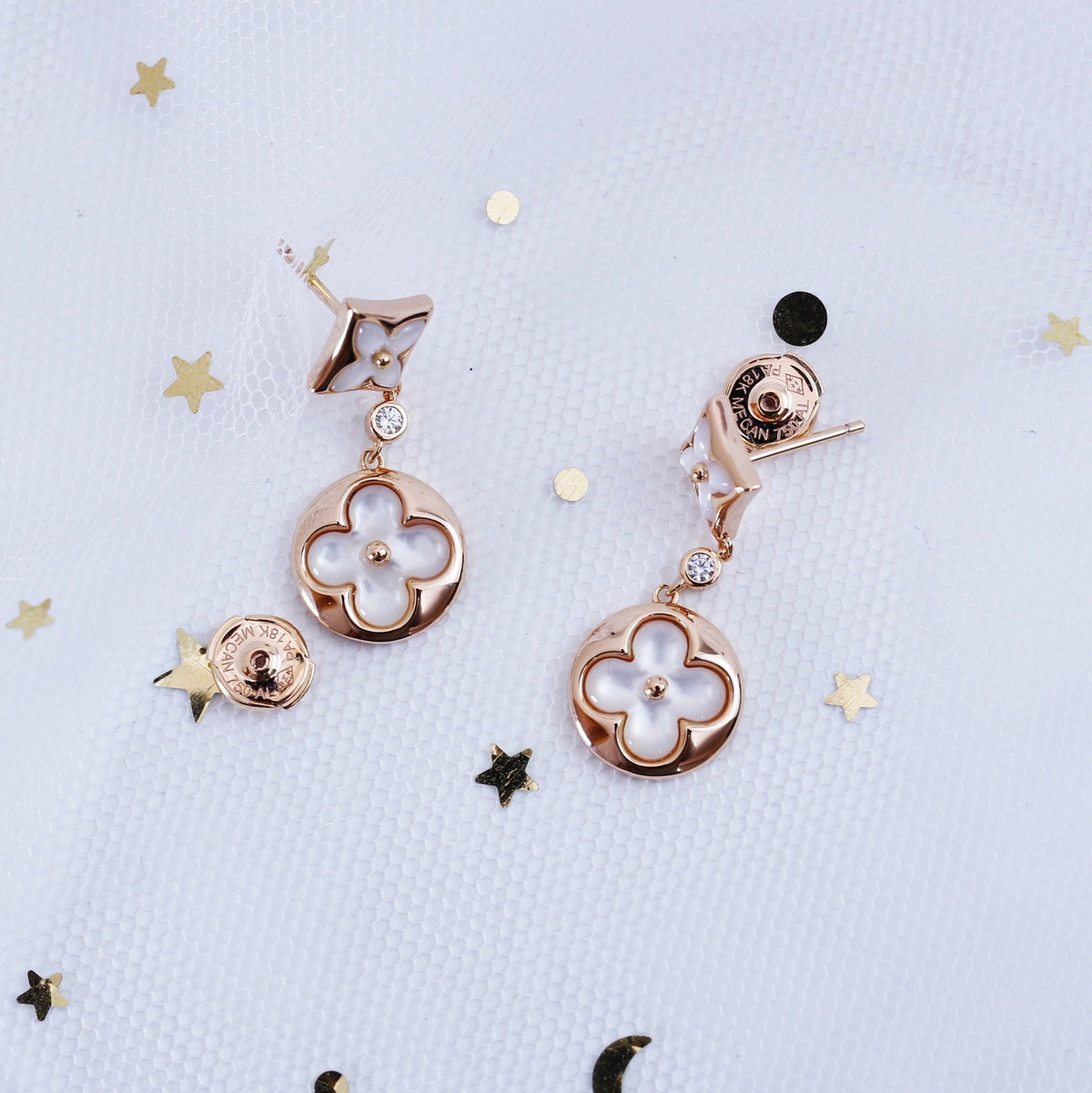 [⭐Haelin Jewelry]STAR AND SUN PINK GOLD MOP DROP EARRINGS