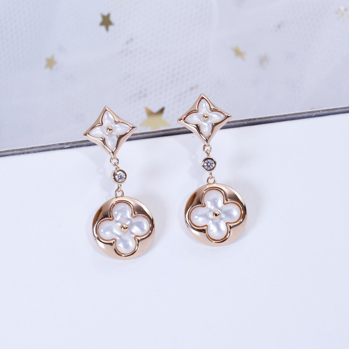 [⭐Haelin Jewelry]STAR AND SUN PINK GOLD MOP DROP EARRINGS