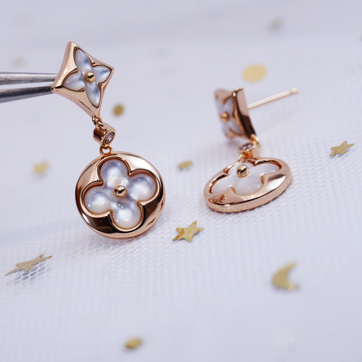 [⭐Haelin Jewelry]STAR AND SUN PINK GOLD MOP DROP EARRINGS