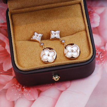 [⭐Haelin Jewelry]STAR AND SUN PINK GOLD MOP DROP EARRINGS