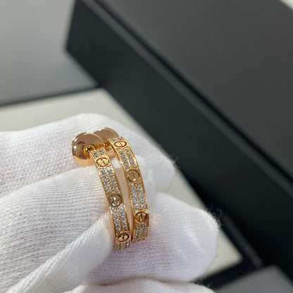[⭐Haelin Jewelry]LOVE DIAMOND PINK GOLD HOOP EARRINGS