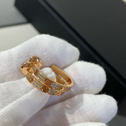 [⭐Haelin Jewelry]LOVE DIAMOND PINK GOLD HOOP EARRINGS