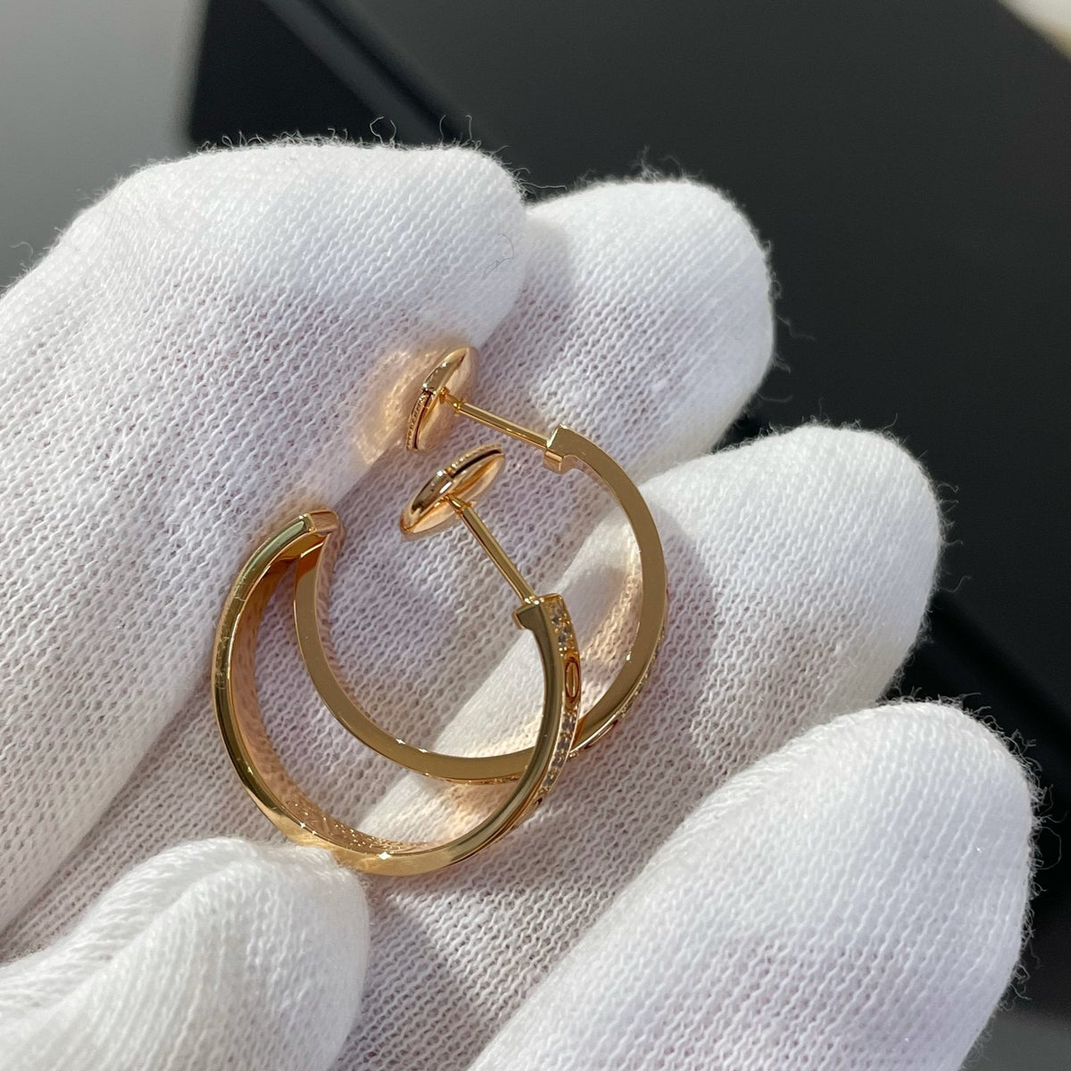 [⭐Haelin Jewelry]LOVE DIAMOND PINK GOLD HOOP EARRINGS