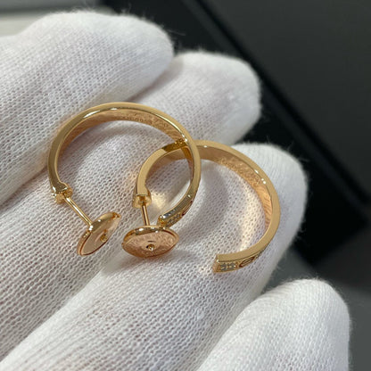 [⭐Haelin Jewelry]LOVE DIAMOND PINK GOLD HOOP EARRINGS