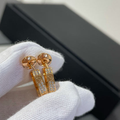 [⭐Haelin Jewelry]LOVE DIAMOND PINK GOLD HOOP EARRINGS