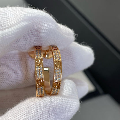 [⭐Haelin Jewelry]LOVE DIAMOND PINK GOLD HOOP EARRINGS