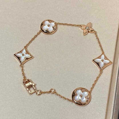 [⭐Haelin Jewelry]STAR AND SUN 5 MOTIF MOP PINK GOLD BRACELET