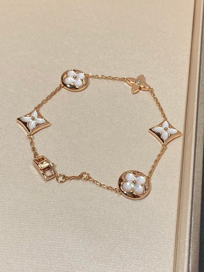 [⭐Haelin Jewelry]STAR AND SUN 5 MOTIF MOP PINK GOLD BRACELET