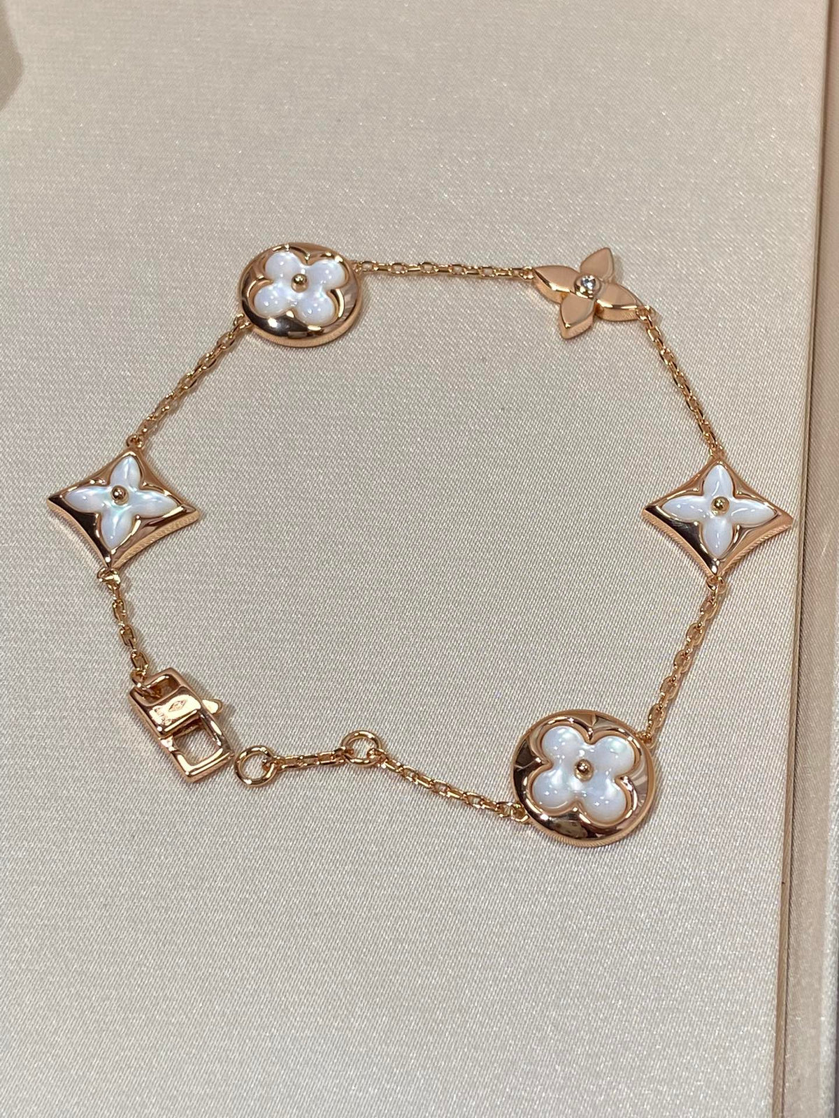 [⭐Haelin Jewelry]STAR AND SUN 5 MOTIF MOP PINK GOLD BRACELET