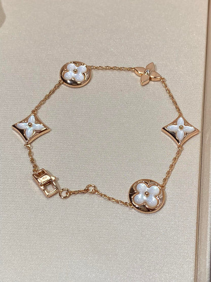 [⭐Haelin Jewelry]STAR AND SUN 5 MOTIF MOP PINK GOLD BRACELET