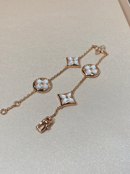 [⭐Haelin Jewelry]STAR AND SUN 5 MOTIF MOP PINK GOLD BRACELET