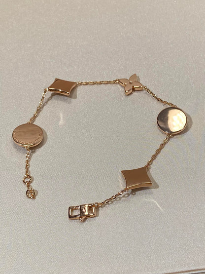 [⭐Haelin Jewelry]STAR AND SUN 5 MOTIF MOP PINK GOLD BRACELET