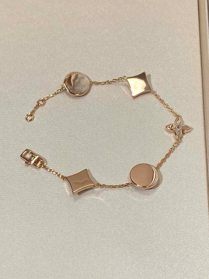 [⭐Haelin Jewelry]STAR AND SUN 5 MOTIF MOP PINK GOLD BRACELET
