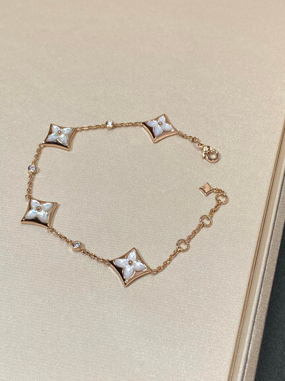 [⭐Haelin Jewelry]STAR 4 MOTIF MOP DIAMOND PINK GOLD BRACELET