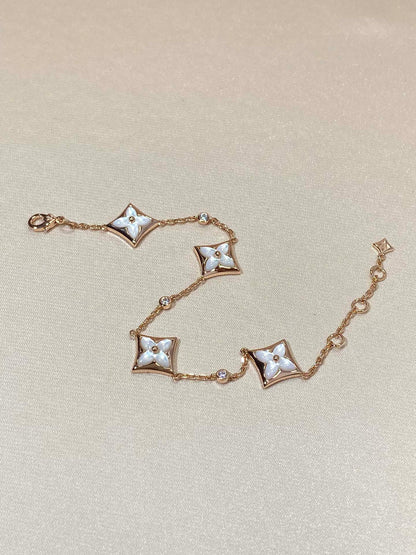 [⭐Haelin Jewelry]STAR 4 MOTIF MOP DIAMOND PINK GOLD BRACELET