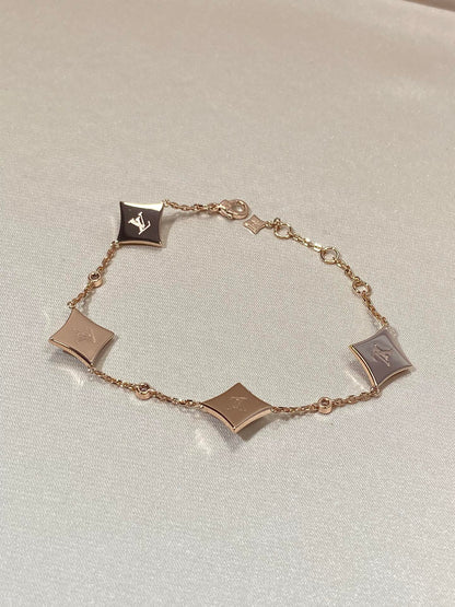 [⭐Haelin Jewelry]STAR 4 MOTIF MOP DIAMOND PINK GOLD BRACELET