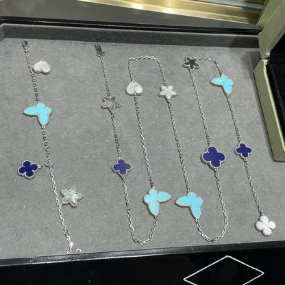 [⭐Haelin Jewelry]LUCKY CLOVER SILVER 11 MOTIF NECKLACE