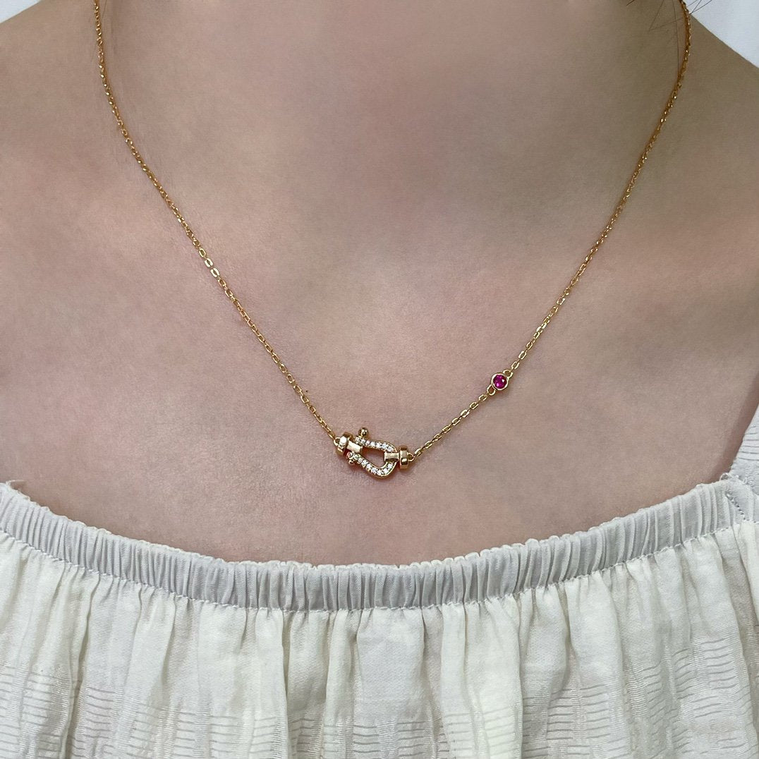 [⭐Haelin Jewelry]FORCE 10 DIAMOND PINK GOLD NECKLACE