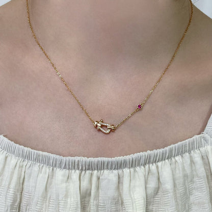 [⭐Haelin Jewelry]FORCE 10 DIAMOND PINK GOLD NECKLACE