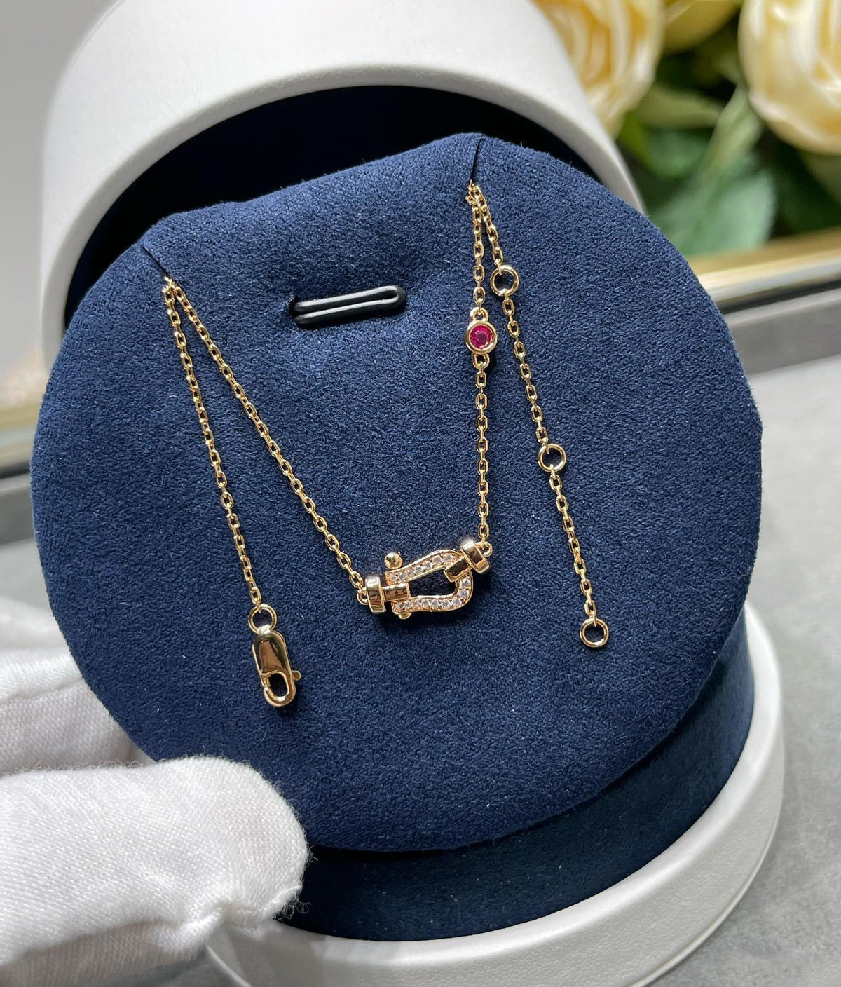 [⭐Haelin Jewelry]FORCE 10 DIAMOND PINK GOLD NECKLACE