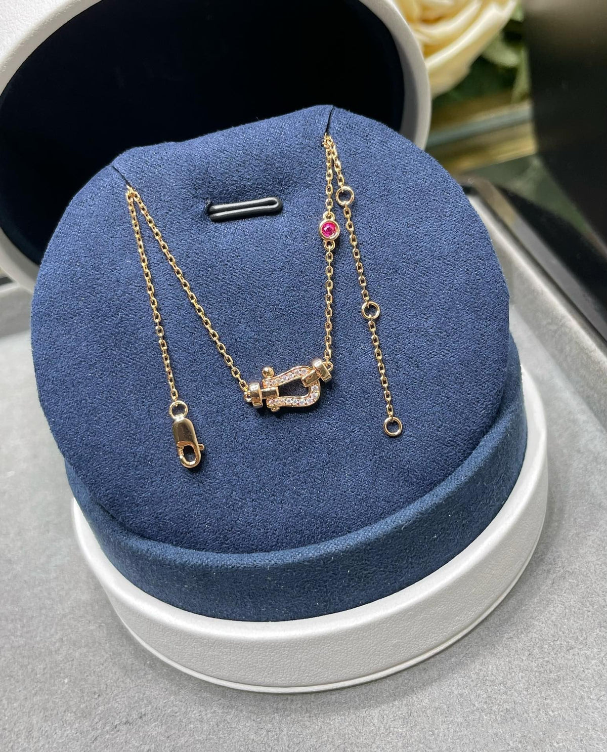 [⭐Haelin Jewelry]FORCE 10 DIAMOND PINK GOLD NECKLACE