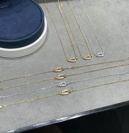 [⭐Haelin Jewelry]FORCE 10 DIAMOND PINK GOLD NECKLACE