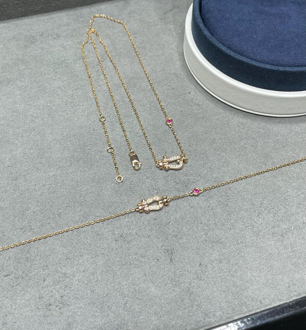 [⭐Haelin Jewelry]FORCE 10 DIAMOND PINK GOLD NECKLACE