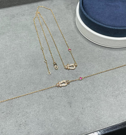 [⭐Haelin Jewelry]FORCE 10 DIAMOND PINK GOLD NECKLACE