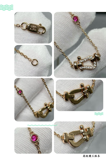 [⭐Haelin Jewelry]FORCE 10 DIAMOND PINK GOLD NECKLACE