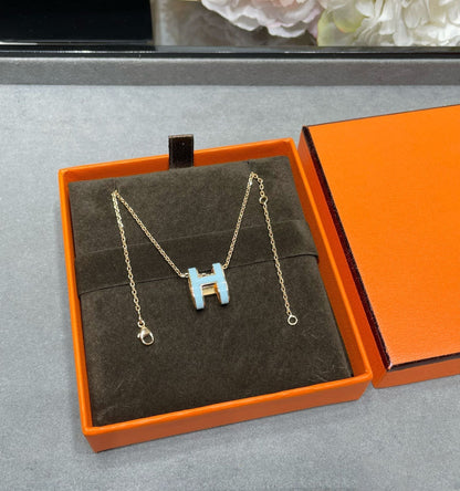 [⭐Haelin Jewelry]POP H SKY BLUE NECKLACE