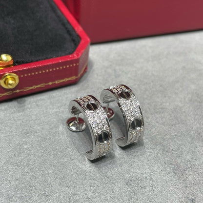 [⭐Haelin Jewelry]LOVE CERAMIC DIAMOND PAVED SILVER EARRINGS