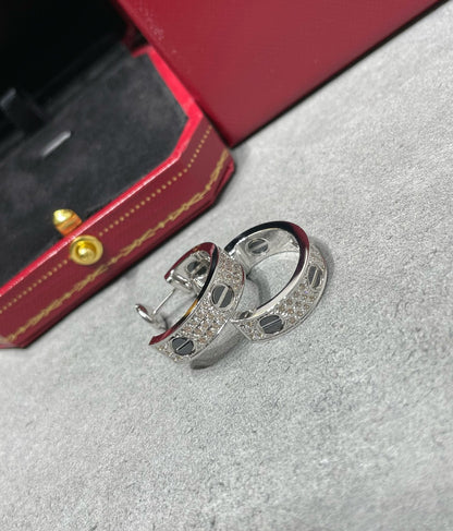 [⭐Haelin Jewelry]LOVE CERAMIC DIAMOND PAVED SILVER EARRINGS