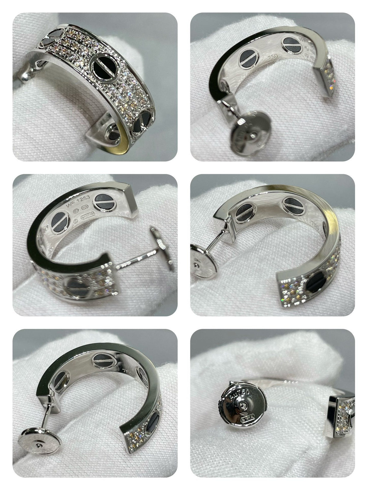 [⭐Haelin Jewelry]LOVE CERAMIC DIAMOND PAVED SILVER EARRINGS