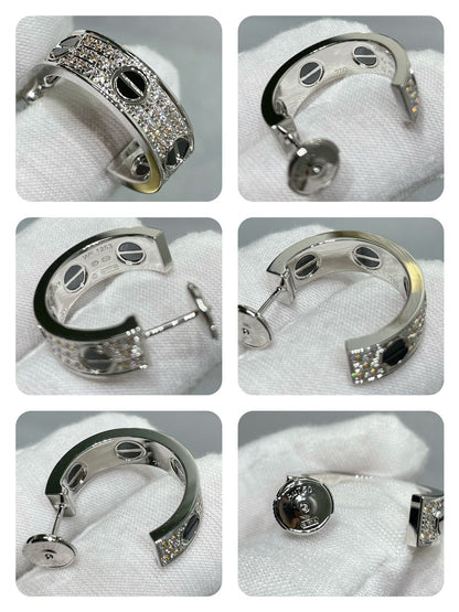 [⭐Haelin Jewelry]LOVE CERAMIC DIAMOND PAVED SILVER EARRINGS