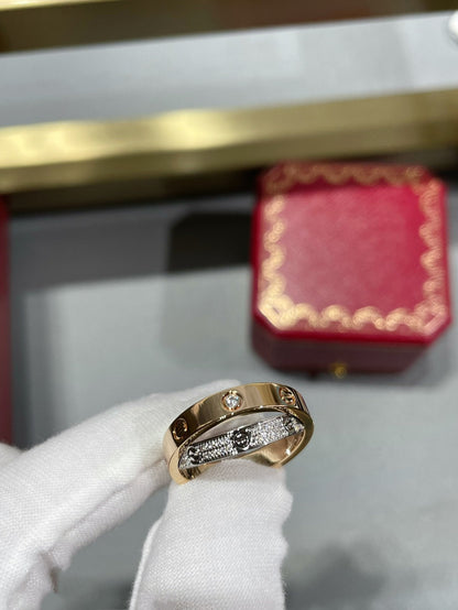 [⭐Haelin Jewelry]LOVE PINK GOLD SILVER DIAMOND DOUBLE RING