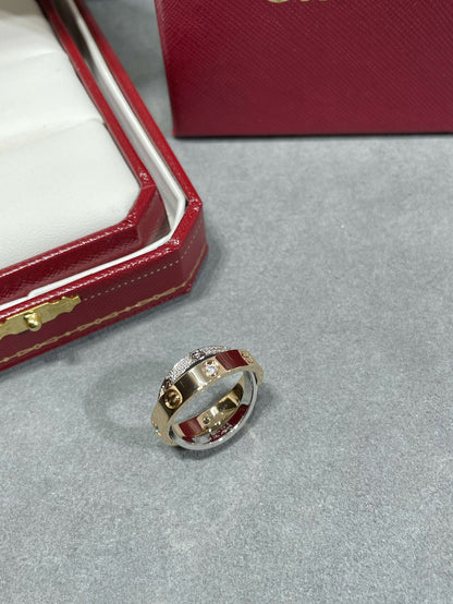 [⭐Haelin Jewelry]LOVE PINK GOLD SILVER DIAMOND DOUBLE RING