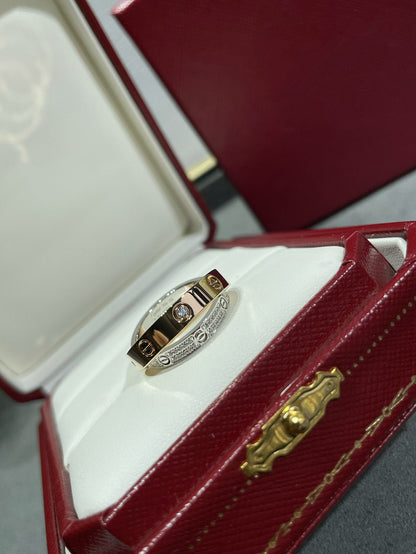 [⭐Haelin Jewelry]LOVE PINK GOLD SILVER DIAMOND DOUBLE RING