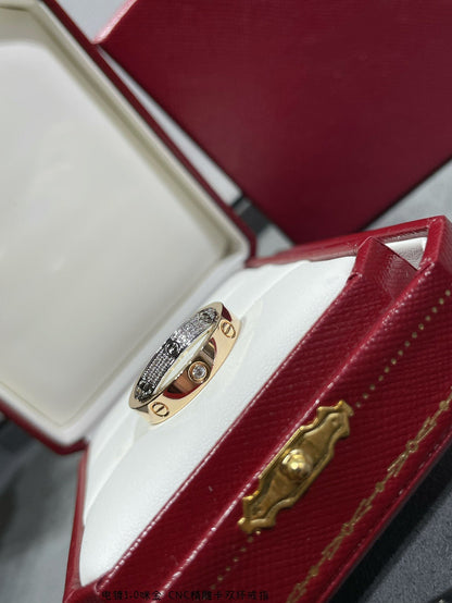 [⭐Haelin Jewelry]LOVE PINK GOLD SILVER DIAMOND DOUBLE RING