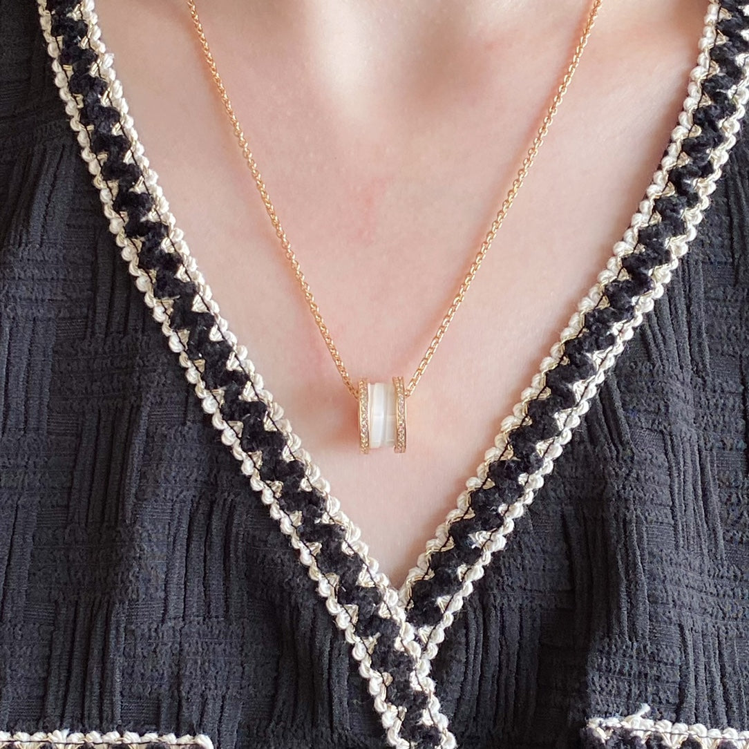 [⭐Haelin Jewelry]ZERO 1 DIAMOND CERAMIC NECKLACE
