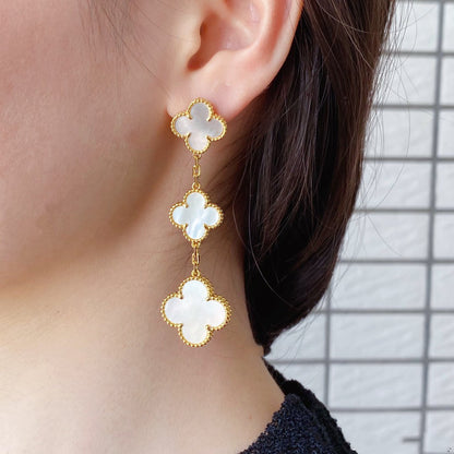 [⭐Haelin Jewelry]CLOVER MOP 3 MOTIFS GOLD EARRINGS
