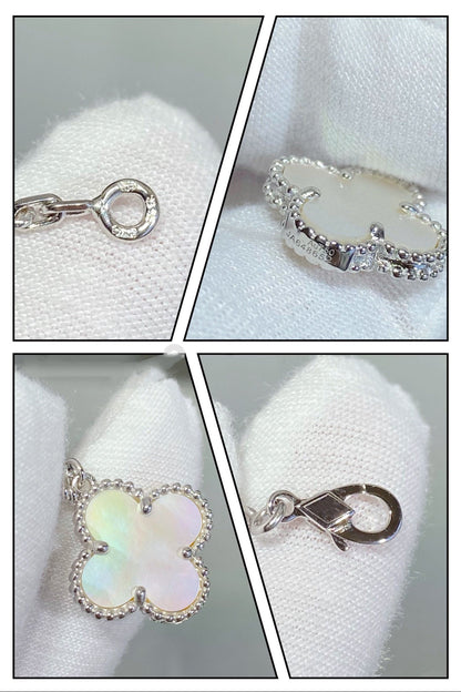 [⭐Haelin Jewelry]CLOVER 5 MOTIF WHITE MOP SILVER BRACELET