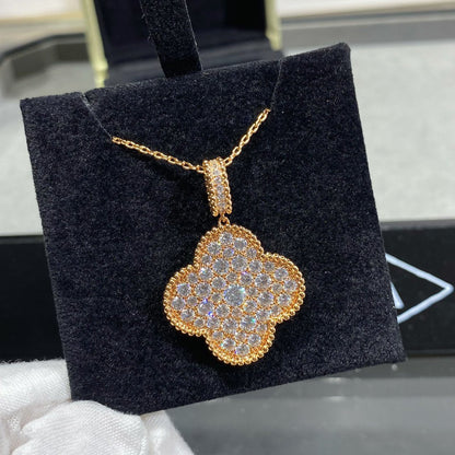[⭐Haelin Jewelry]CLOVER 25MM LARGE PEDANT DIAMOND PAVED LONG NECKLACE