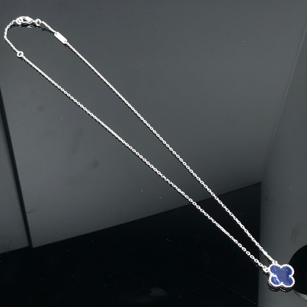[⭐Haelin Jewelry]CLOVER PIETERSITE SILVER LONG NECKLACE