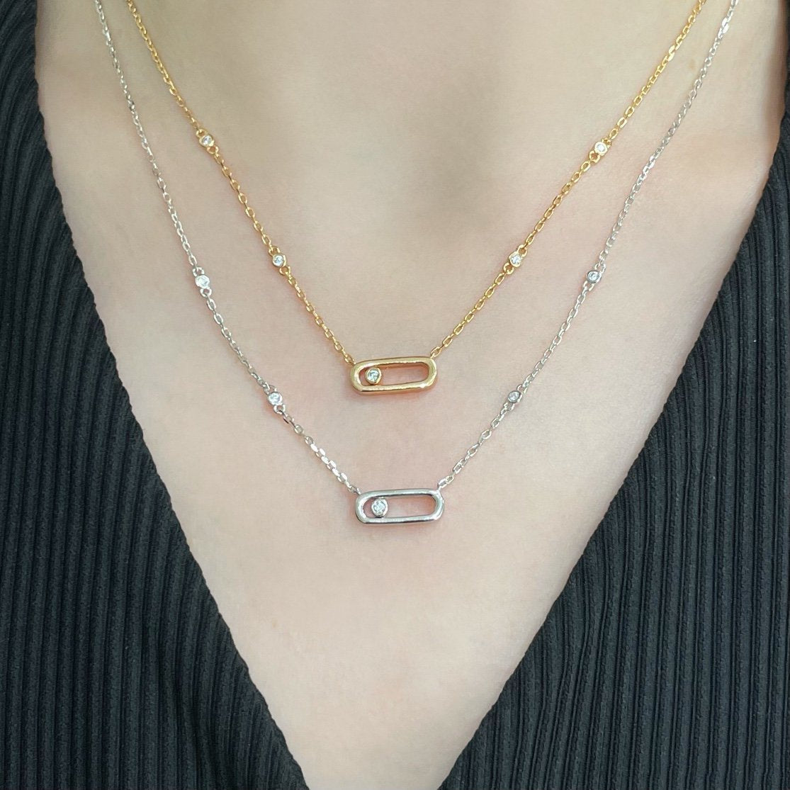 [⭐Haelin Jewelry]MOVE UNO DIAMOND NECKLACE