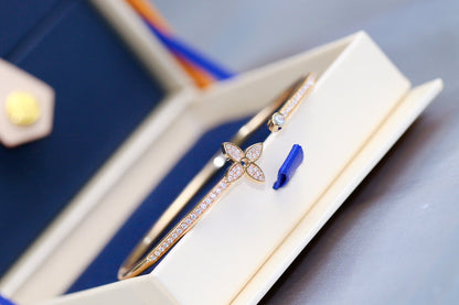 [⭐Haelin Jewelry]IDYLLE PINK GOLD OPEN BRACELET DIAMOND PAVED