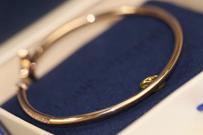 [⭐Haelin Jewelry]IDYLLE PINK GOLD OPEN BRACELET DIAMOND PAVED
