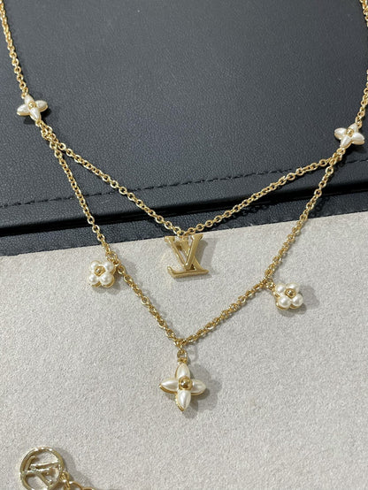 [⭐Haelin Jewelry]FLOWERGRAM GOLD MOP DOUBLE ROW NECKLACE